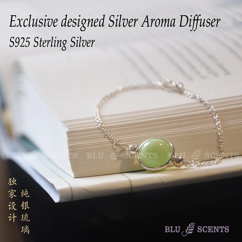 Silver Aroma Diffuser Bracelet Minty Green