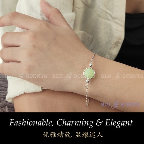 Silver Aroma Diffuser Bracelet Minty Green