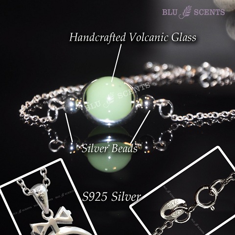 Silver Aroma Diffuser Bracelet Minty Green