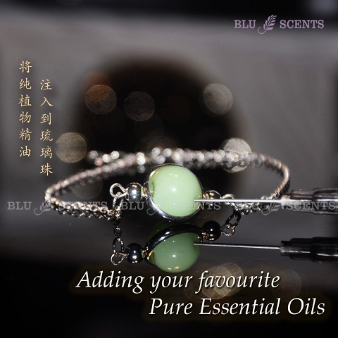 Silver Aroma Diffuser Bracelet Minty Green