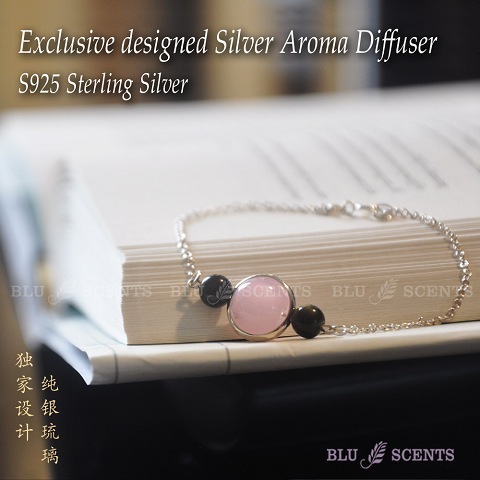 Silver Aroma Diffuser Bracelet Rosy Pink