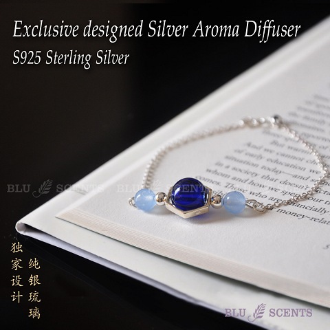 Silver Aroma Diffuser Bracelet Royal Blue