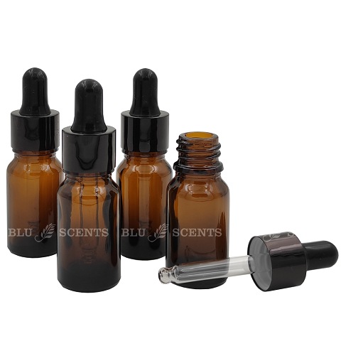 Set of 4 pcs 10ml Amber Glass Bottle with Dropper - Click Image to Close