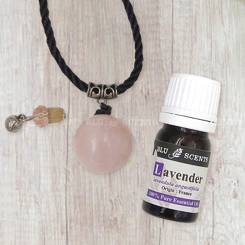 Relaxing Rose Quartz Gemstone Aroma Necklace Gift Set