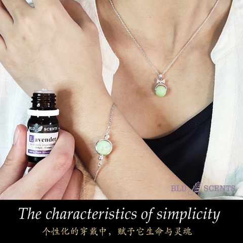 Silver Aroma Diffuser Necklace Minty Green