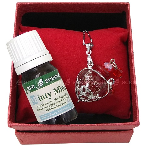 Minty Mind with Ruby Red Love Aroma Necklace