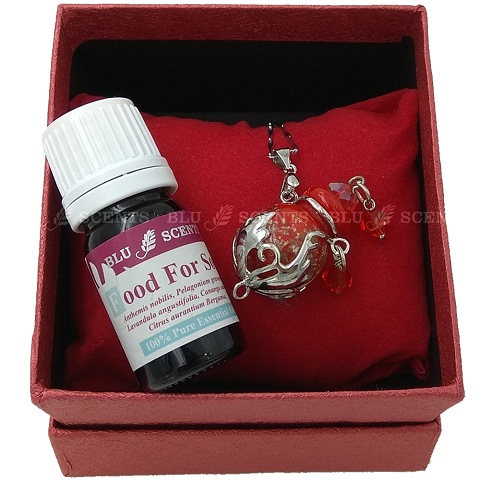 Food For Soul with Ruby Red Oval Aroma Necklace