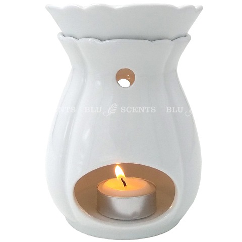 Ceramic White Tulip Burner Lead Safe - Click Image to Close