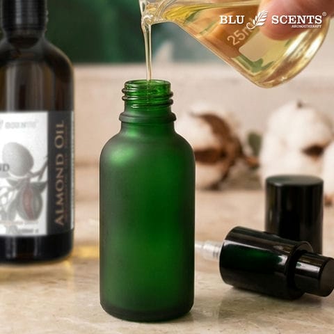 30ml Frosted Green Glass Bottle with Pump