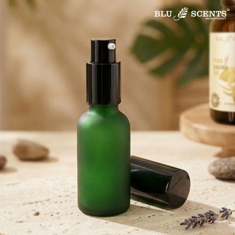 30ml Frosted Green Glass Bottle with Pump